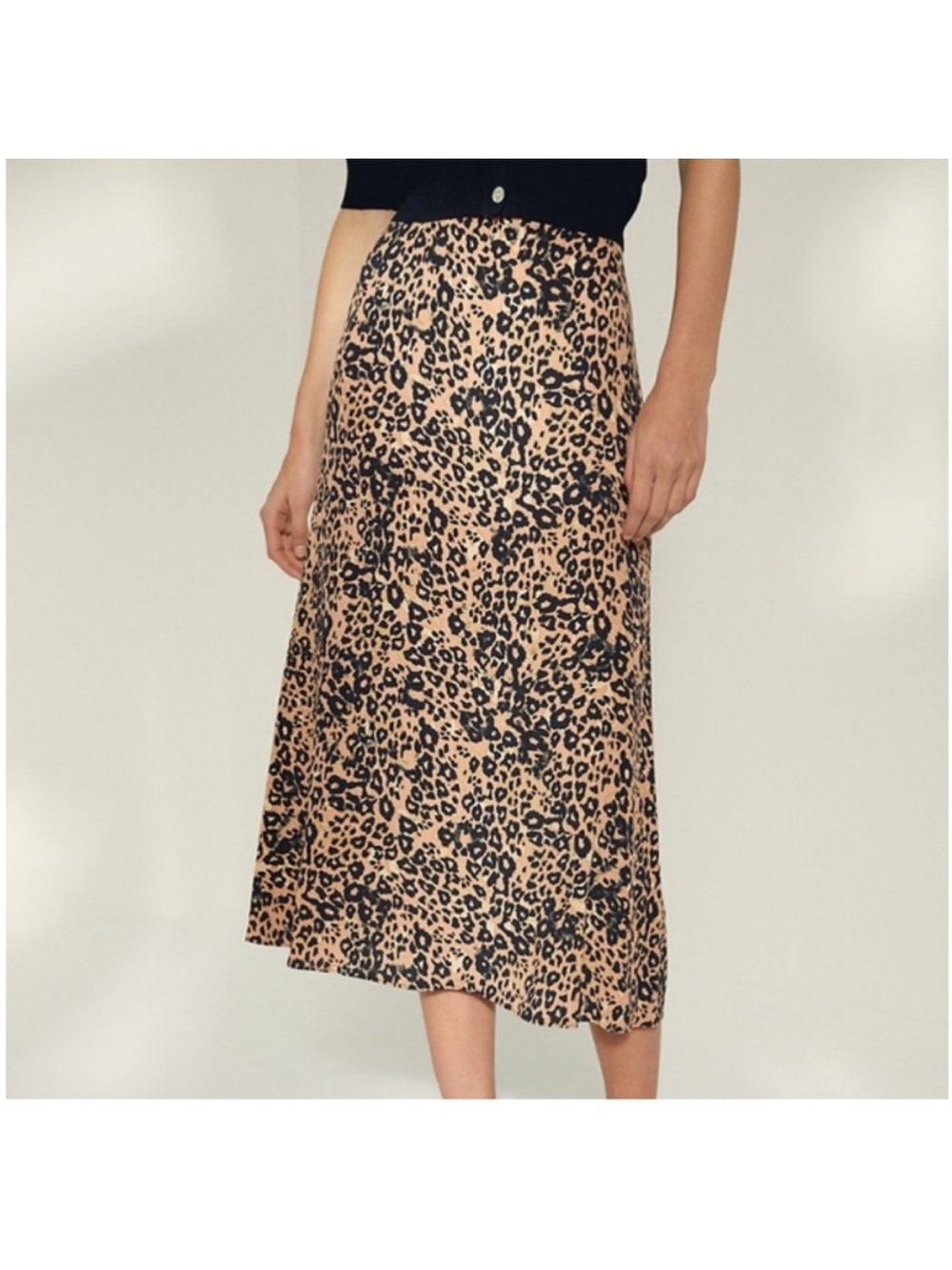 Wilfred Leopard Print Maxi Skirt in Black and Tan-size 0